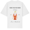 Ekologiški oversized marškinėliai "Her lobster"