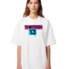Madingiausi oversized marškinėliai su spauda Thirteen