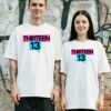 Madingiausi oversized marškinėliai su spauda Thirteen