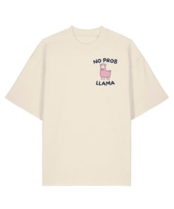 Universalūs ekologiški oversized marškinėliai "Llama Mood"